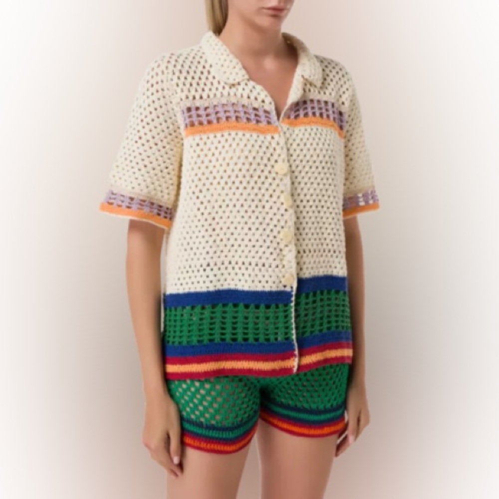 NWT All That Remains Zippy Cotton Crochet Shirt